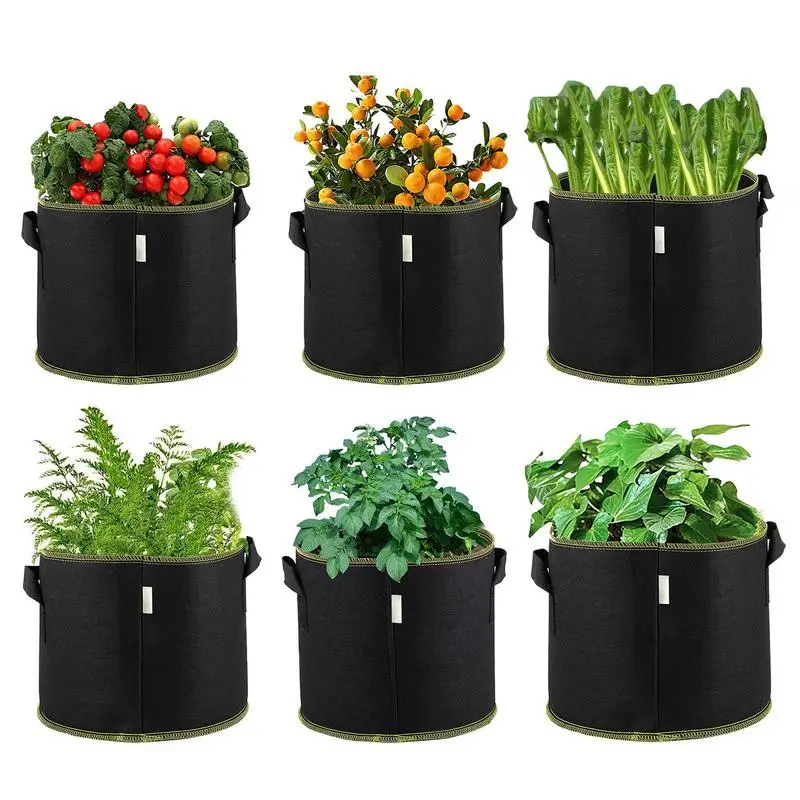 

Plant Grow Bags Aeration Fabric Pots With Handles Heavy Duty Potato Planter Containers Non Woven Grow Bags For Vegetables Fruits