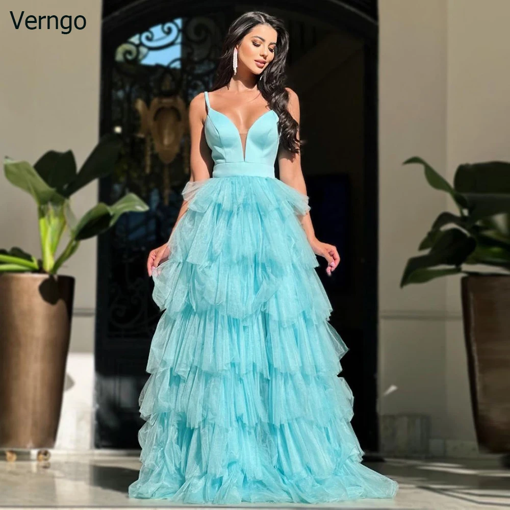 

Verngo Princess A-line Tulle Sleeveless Prom Dresses Sweetheart Tiered Garden Wedding Bride Gowns Formal Dress Vestido De Fiesta