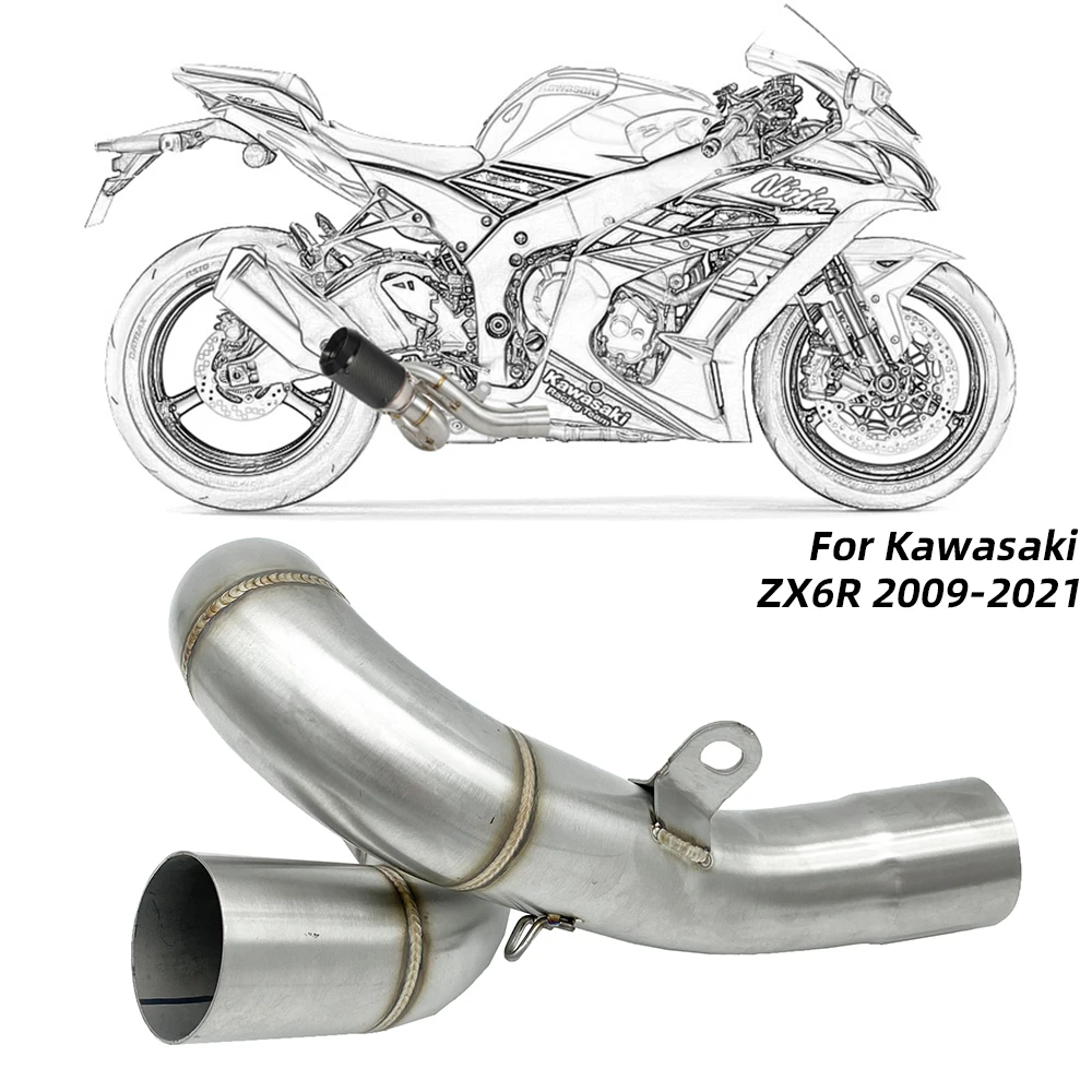 

REALZION 51mm Motorcycle Exhaust Muffler Middle Link Pipe Slip-on Escape For Kawasaki ZX6R ZX636 ZX 6R 636 2009 - 2021 2020 2018