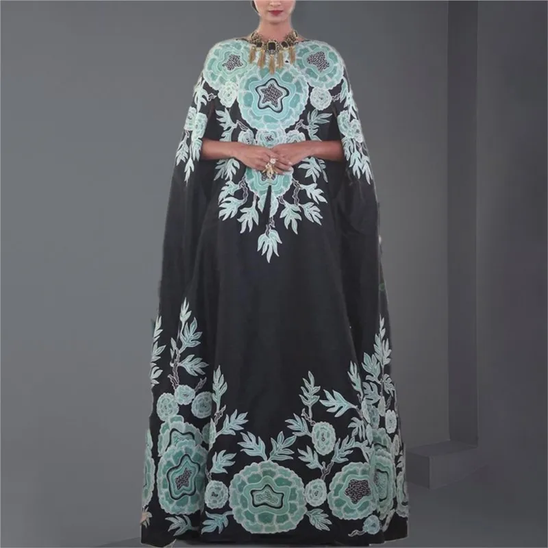 

European and American Ethnic Dress Middle East Muslim Large Size Women's Batwing Sleeve Printed