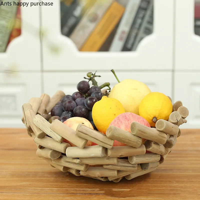

Деревянная фруктовая чаша ручной работы, круглая коробка для хранения, поднос для закусок, кофейный столик, декоративные тарелки, деревянные блюда