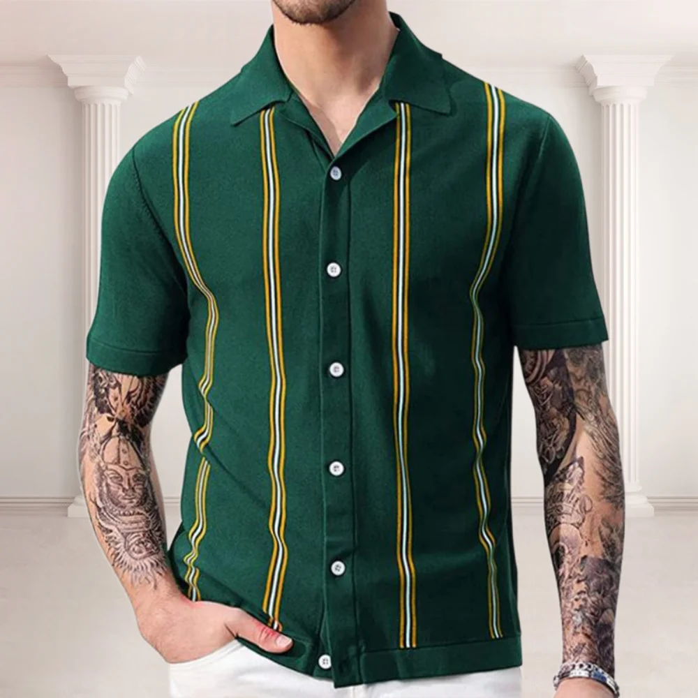 Mens Fashion Casual Single Breasted Lapel Striped Knit Cardigan Short Sleeve T Shirt Jacket Top Men's Washable Sweater
Mens Fashion Casual Single Breasted Lapel Striped Knit Cardigan Short Sleeve T Shirt Jacket Top Men's Washable Sweater