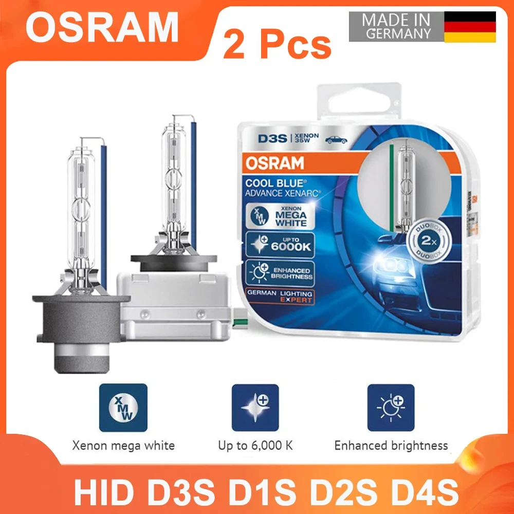 

OSRAM COOL BLUE ADVANCE XENARC Car Headlight HID D3S D1S D2S D4S CBA Xenon High/Low Beam 12V 35W 6000K Blue White Bulb (2 PCS)