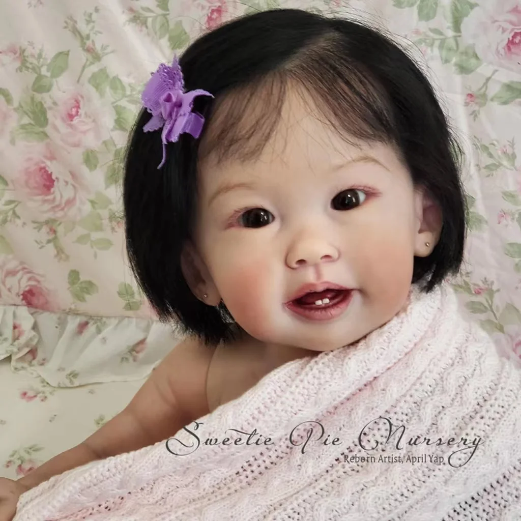 

FBBD Customized Limited Supply 28inch Reborn Baby Doll Teegan With Hand-Rooted Black Short Hair Different Dress Already Finished