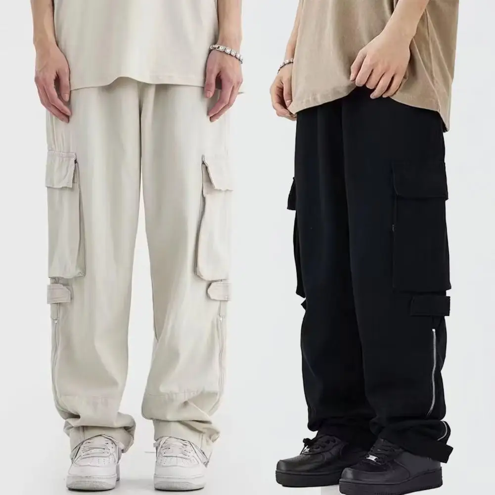 Men Cargo Pants Loose Wide Leg Straight Pockets Solid Color Elastic Waist Streetwear Long Trousers for men pantalones hombre
Men Cargo Pants Loose Wide Leg Straight Pockets Solid Color Elastic Waist Streetwear Long Trousers for men pantalones hombre