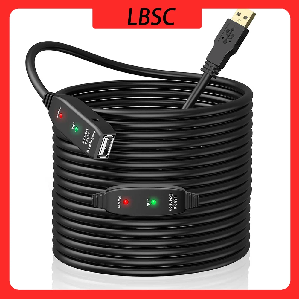 

LBSC 15m USB2.0 Print Cable Active Repeater A Male to A Female Long Cables Square Port Video Conference Camera Signal Booster
