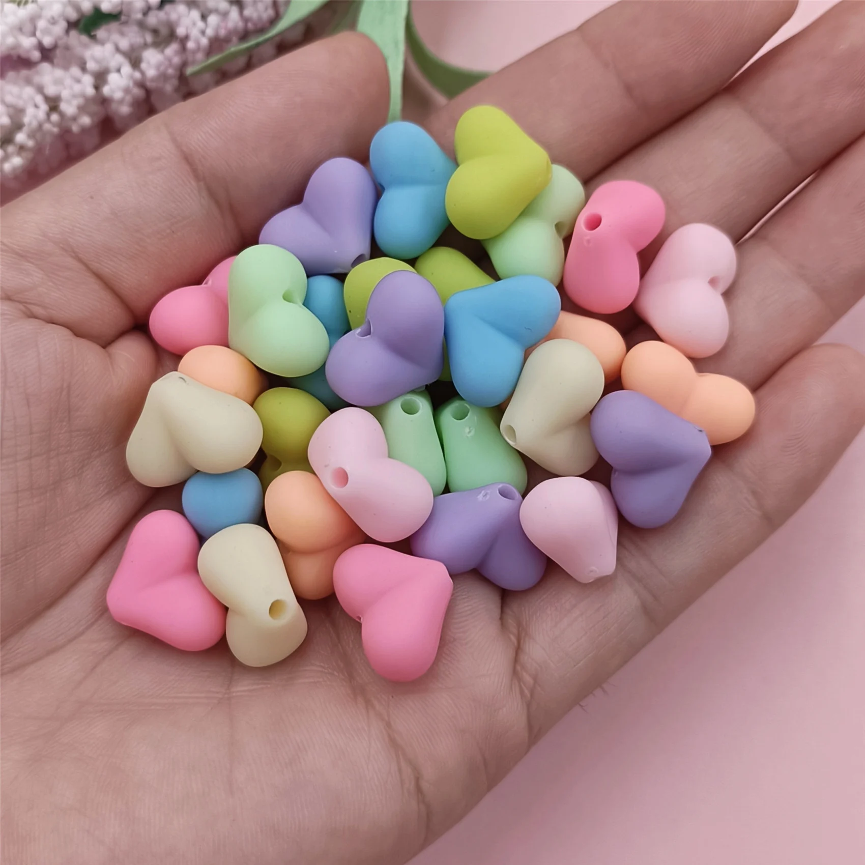

15x11mm 30Pcs Solid Color Love Heart Beads For Jewelry Making DIY Bracelet Neckalce Phone Chain Creative Handmade Materials
