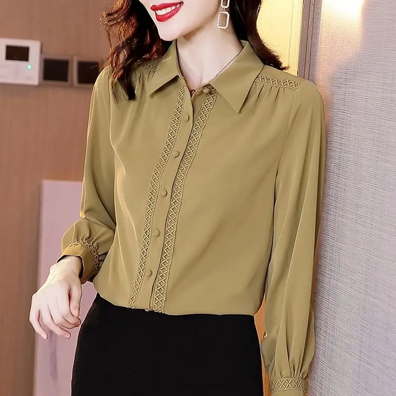 Temperament Chiffon All-match Blouse Spring Autumn Long Sleeve Polo Neck Solid Ladies Shirt Tops Vintage Fashion Women Clothing
Temperament Chiffon All-match Blouse Spring Autumn Long Sleeve Polo Neck Solid Ladies Shirt Tops Vintage Fashion Women Clothing