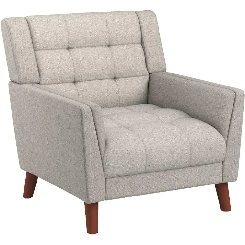 

Современный тканевый стул Evelyn среднего века, стулья для гостиной, бежевые и ореховые, Бесплатная мебель для дома