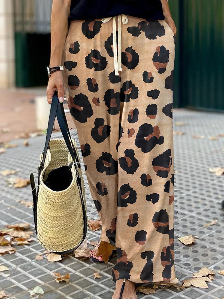 New Leopard Print Wide Leg Pants Women's Lace Up Pockets High Waist Casual Pants Women's Fashion Baggy Pants Streetwear Women
New Leopard Print Wide Leg Pants Women's Lace Up Pockets High Waist Casual Pants Women's Fashion Baggy Pants Streetwear Women