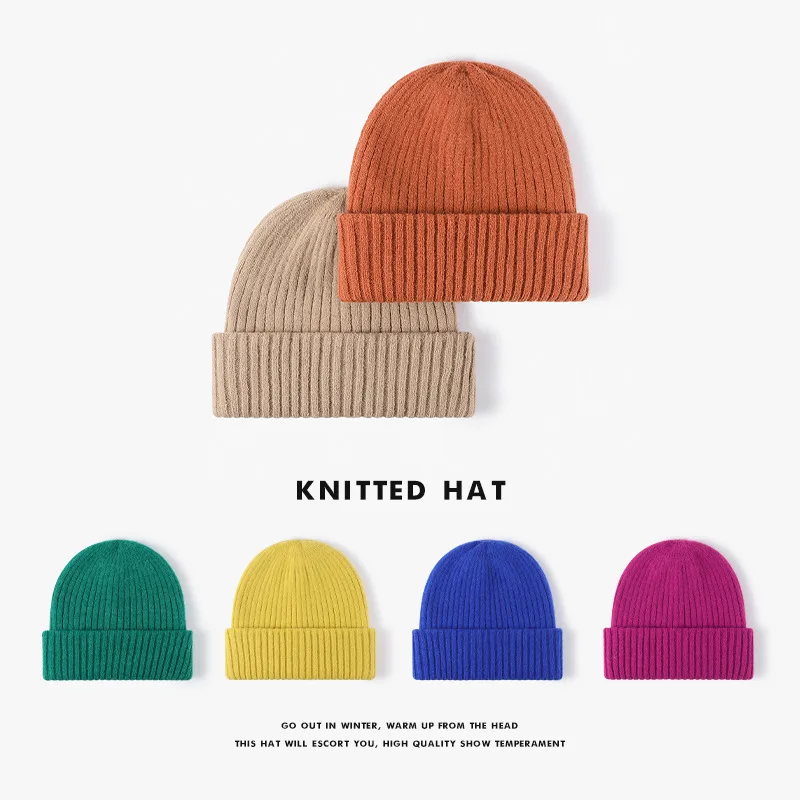 

Fashion men's women's Big Head Hat Winter Outdoor Double Layer Thickened Knitted Cap Warm Boys Girls Student Brimless Woolen Cap