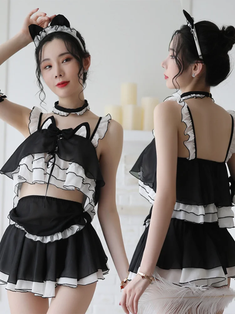 Cute Cat Girl Cosplay Chiffon Sexy Underwear Uniform Temptation Lovely Elegant Sweet Bow Ruffle Top Fluffy Skirt Fun Suit
Cute Cat Girl Cosplay Chiffon Sexy Underwear Uniform Temptation Lovely Elegant Sweet Bow Ruffle Top Fluffy Skirt Fun Suit