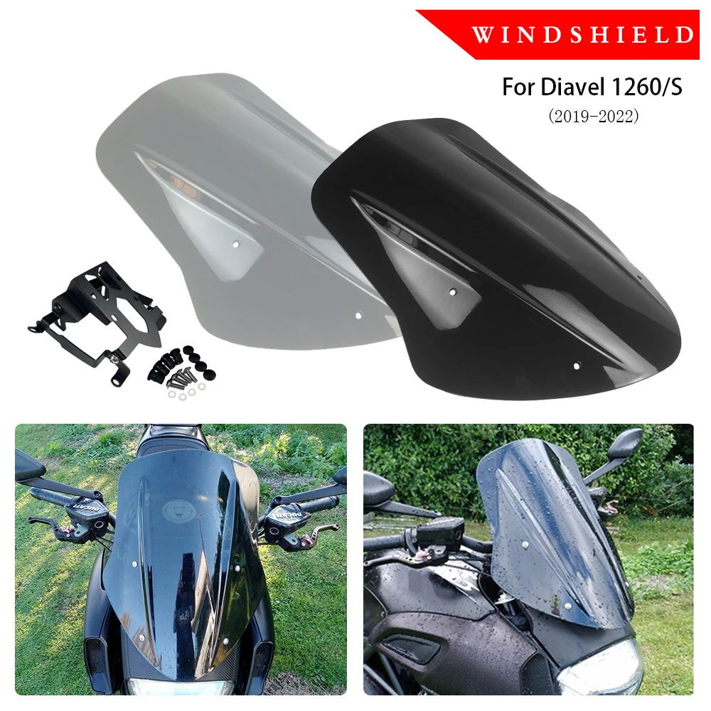 

Motorcycle Accessories Windshield Windscreen Cover Wind Visor Shield Deflector For Ducati Diavel 1260 S 2019 2020 2021 2022