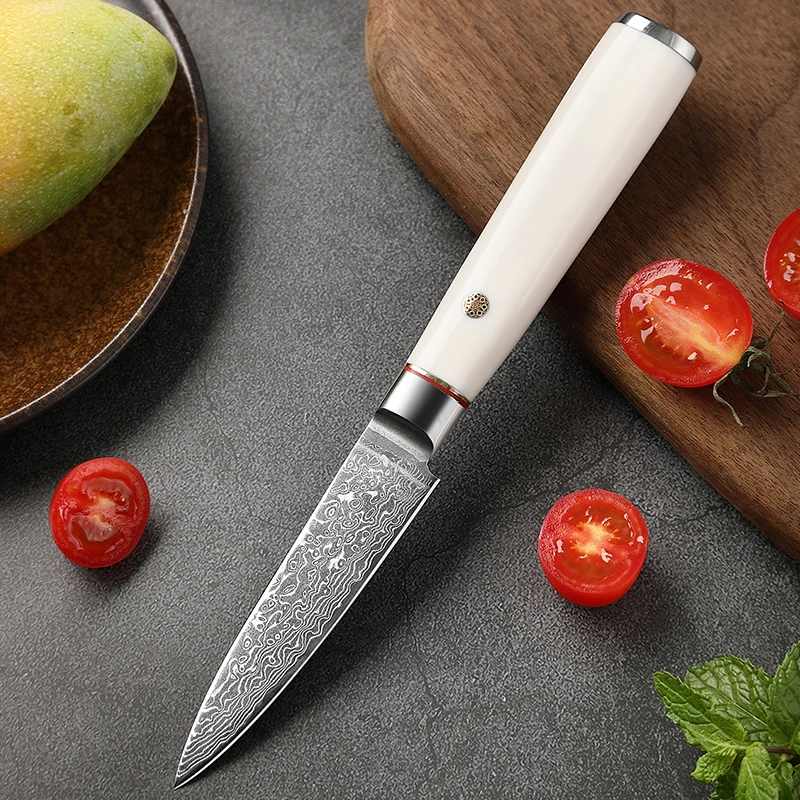 Paring Knife Damascus Stainless Steel Cutting Fruit Utility Peeling Knives High Quality Kitchen Tools White Handle Knife Kitchen
Paring Knife Damascus Stainless Steel Cutting Fruit Utility Peeling Knives High Quality Kitchen Tools White Handle Knife Kitchen