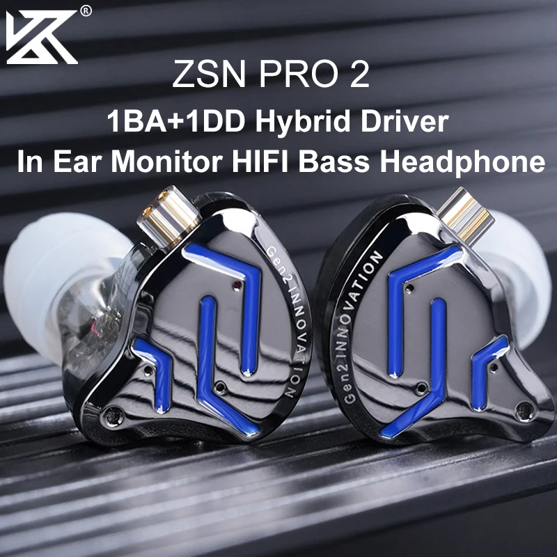 

KZ ZSN PRO 2 Headphones 1BA+1DD Hybrid Driver Wired Earbud In Ear Monitor Metal HIFI Bass Headphone with Detachable 2Pin Cable