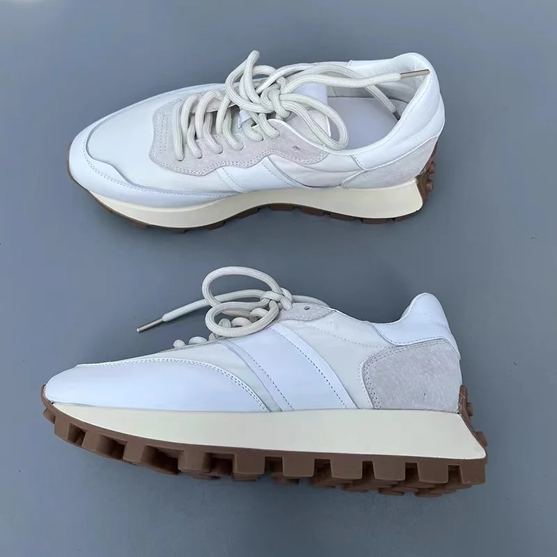 Genuine leather Lace Up Rubber Sole Height Increasing Casual Shoes Nubuck Leather Patchwork Tie Leisure Sneakers White
Genuine leather Lace Up Rubber Sole Height Increasing Casual Shoes Nubuck Leather Patchwork Tie Leisure Sneakers White