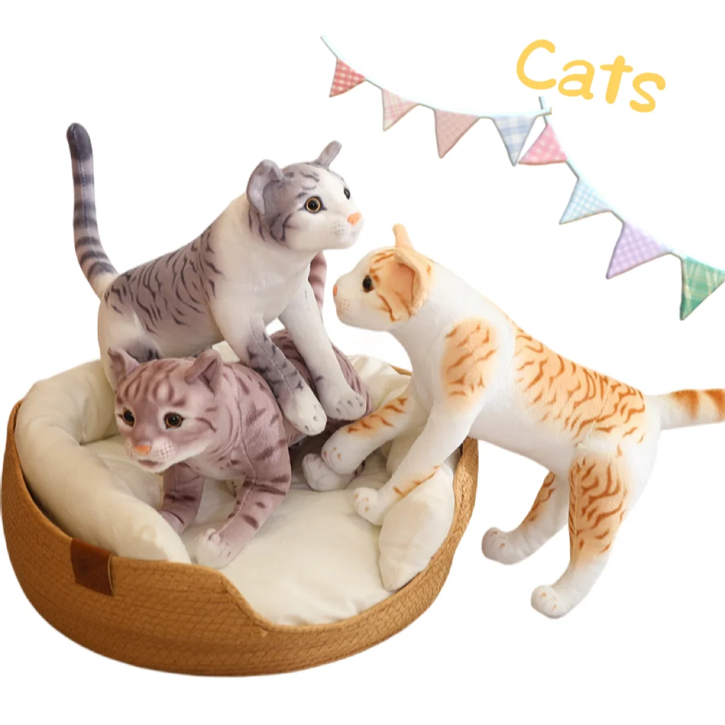 

35 см Симпатичная креативная искусственная кошка разных цветов, мягкие плюшевые игрушки, сопровождающие куклы, украшение дивана, подарки для девочек, детей на день рождения
