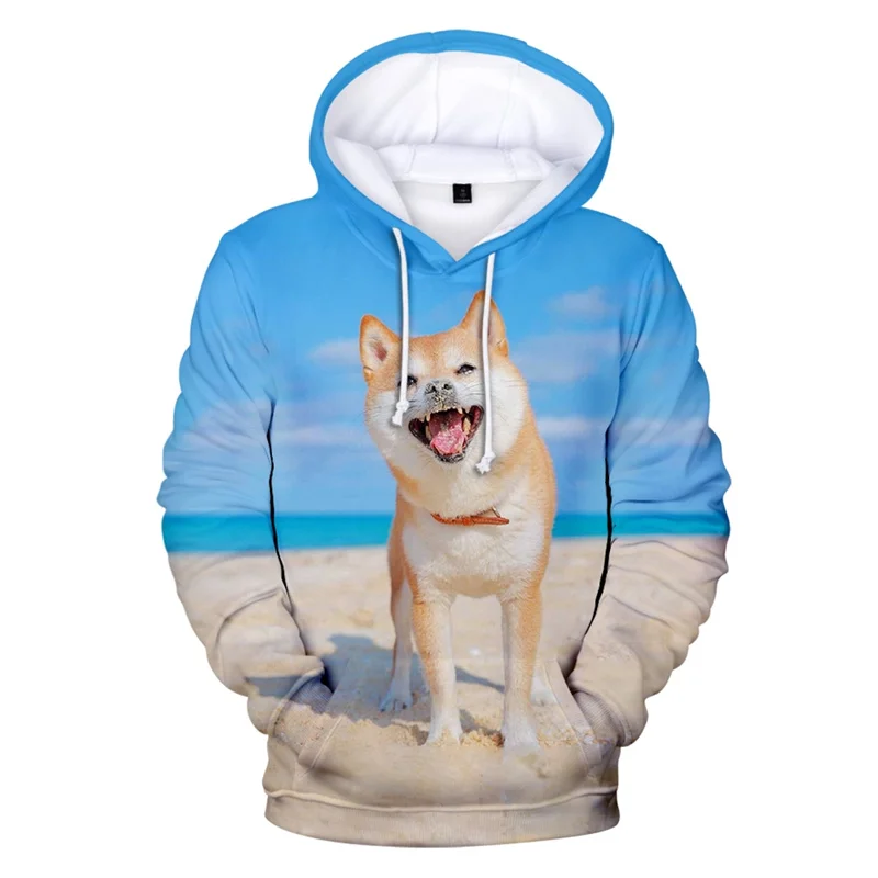 

Японская Толстовка Сиба-ину с 3D-принтом, Осенний Повседневный пуловер с рисунком собаки, милые толстовки для улицы, свитшот, мужская одежда
