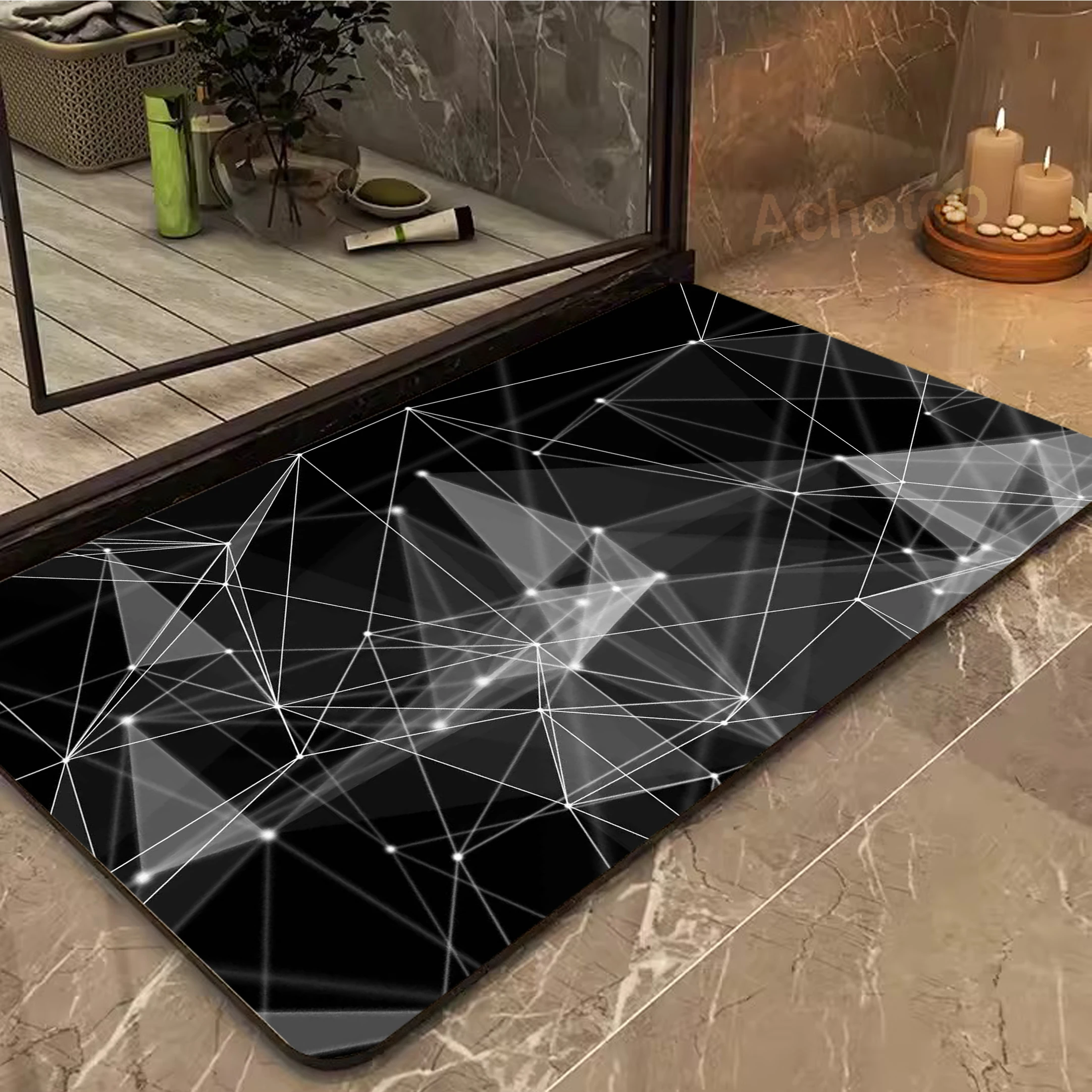 

Geometric Living Room Carpet Fluffy Soft Large Area Carpets Home Decoration Bedroom Rug Strong Water Absorption Diatom Floor Mat