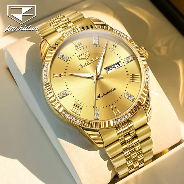 JSDUN-Montre-bracelet mécanique automatique étanche pour homme, montres de luxe pour homme, haute qualité, marque originale, calendrier hebdomadaire 1