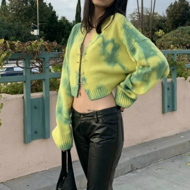 

Женский винтажный свитер, желтый или зеленый пуловер с брошью, Повседневный Кардиган на осень