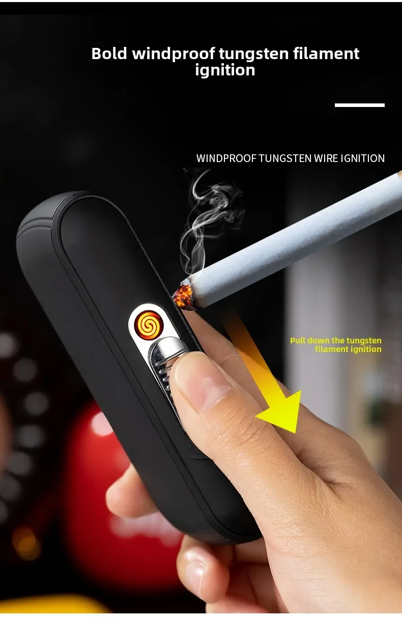 2025 New Portable Two-in-one Multifunctional USB Cigarette Lighter Cigarette Case Rechargeable Lighter 10 Thick Cigarette Cases 2025 New Portable Two-in-one Multifunctional USB Cigarette Lighter Cigarette Case Rechargeable Lighter 10 Thick Cigarette Cases