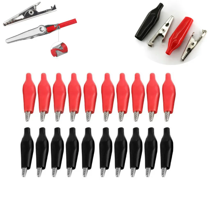 20*Black Red Soft Plastic Coating Test Probe Alligator Clip Electrical Clamp Voltage Testers Engineering Quick Connection
20*Black Red Soft Plastic Coating Test Probe Alligator Clip Electrical Clamp Voltage Testers Engineering Quick Connection
