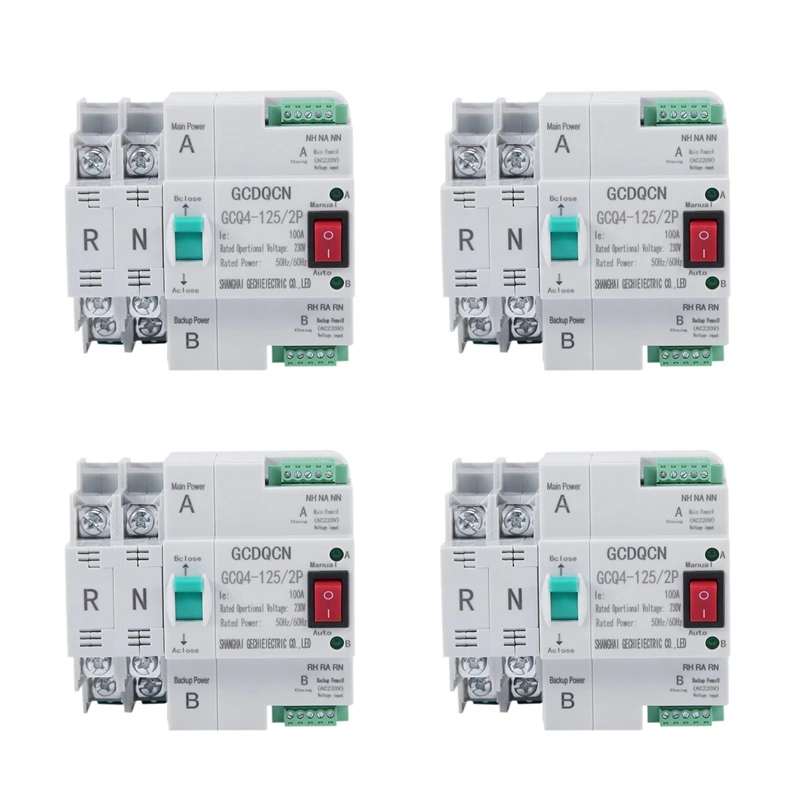 4X Dual-Power Automatic Transfer Switch 2P 100A Household 35Mm Rail Installation
4X Dual-Power Automatic Transfer Switch 2P 100A Household 35Mm Rail Installation