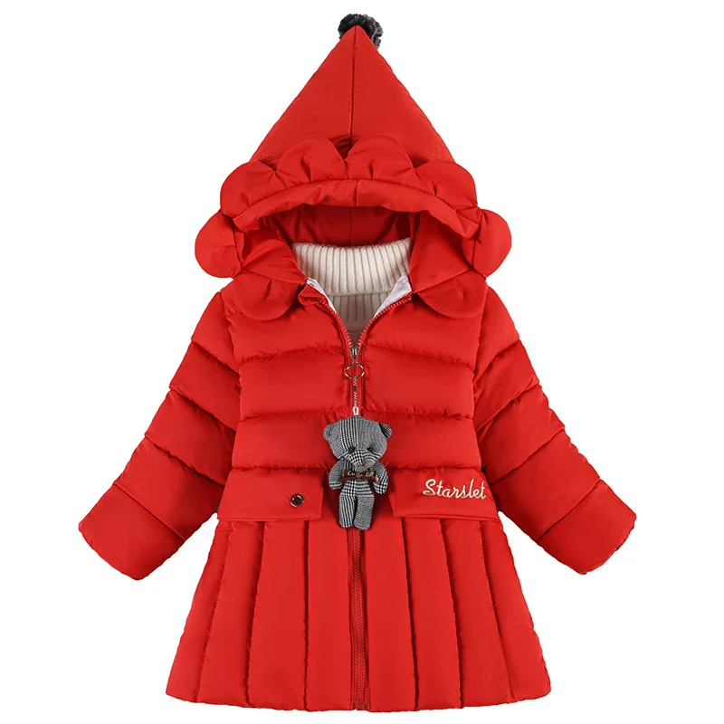 

Пальто для девочек, куртка, хлопковая верхняя одежда, ветровка, 2023 красная утепленная бархатная зимняя теплая детская одежда больших размеров