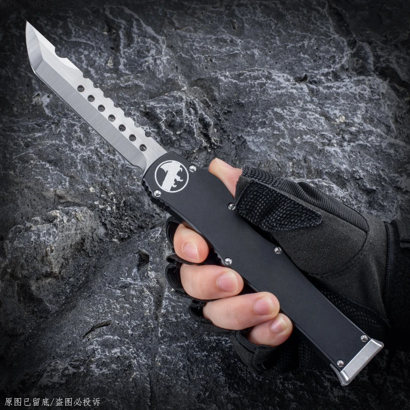 

FOOH KNIFE HALO 6 Micro OTF Tech Knife HALO VI Series D2 Blade CNC T6 Handle EDC Self Defense Tactical Pocketknives Pocket Knife