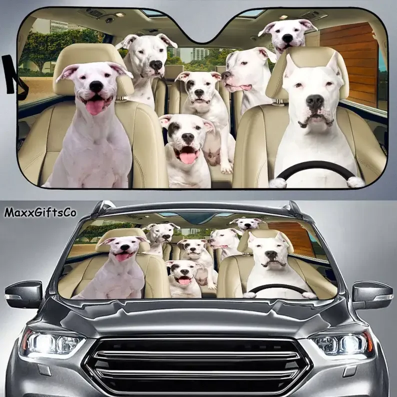 Dogo Argentino Car Sun Shade, Dogo Argentino Windshield, Dogs Family Sunshade, Dog Car Accessories, Car Decoration, Gift For Dad 
Dogo Argentino Car Sun Shade, Dogo Argentino Windshield, Dogs Family Sunshade, Dog Car Accessories, Car Decoration, Gift For Dad