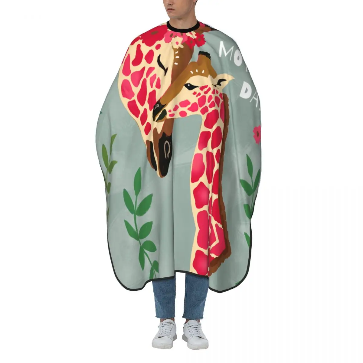 

Barber Capes Hair Cutting Cape with Metal Snap Closure 100% Polyester Salon Cape Waterproof Light Weight Mother's Day Giraffe