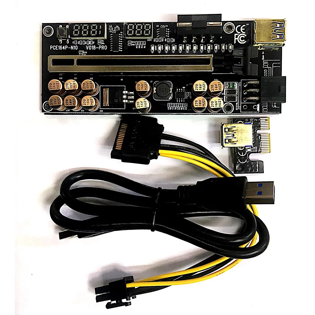 

VER018 PRO PCI-E Riser Card USB 3.0 Cable 018 PLUS PCI Express 1X To 16X Extender PCIe Adapter for BTC Mining(Black)