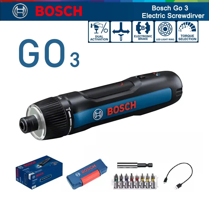 

Bosch GO 3 Electric Screwdriver 3.6V Rechargeable Hand Drill Cordless Multifunction Screwdriver 8 pcs Screwdriver Bits Set