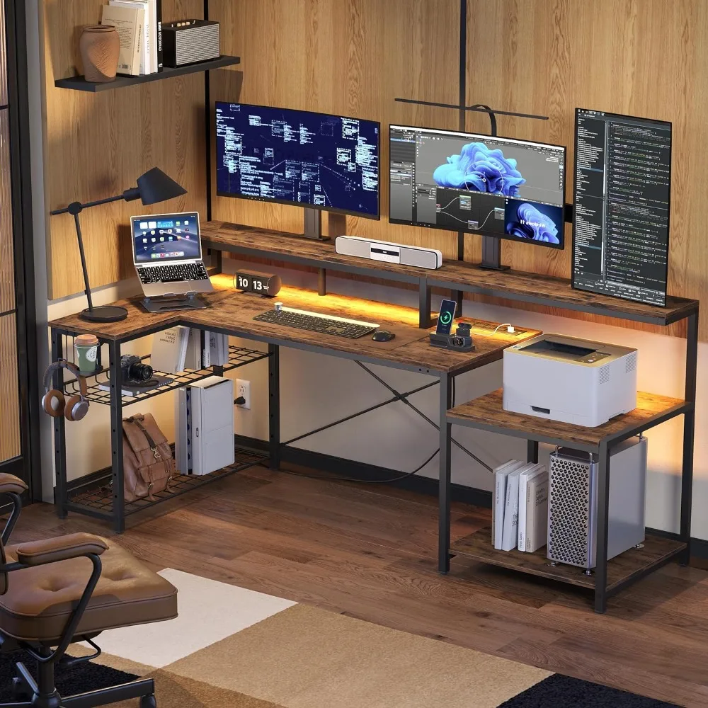 Bestier 71.5 inch Computer Desk with Power Outlets, L Shaped LED Home Office Desk with Long Monitor Stand, Large Corner Desk
Bestier 71.5 inch Computer Desk with Power Outlets, L Shaped LED Home Office Desk with Long Monitor Stand, Large Corner Desk