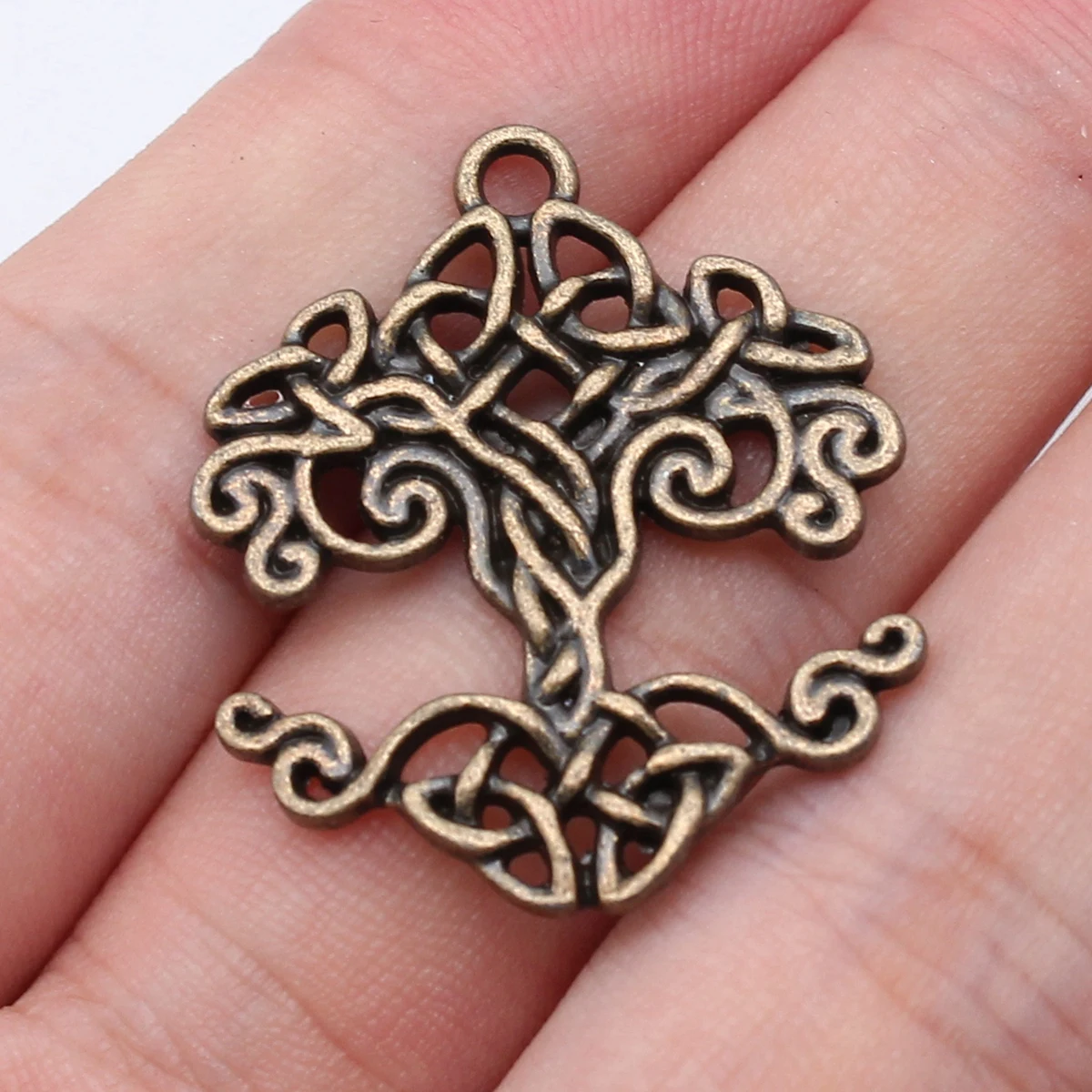 

Wholesale Keychain Triquetra Knot Amulet Tree Of Life Charms Jewelry Making Supplies 5pcs Antique Bronze Color