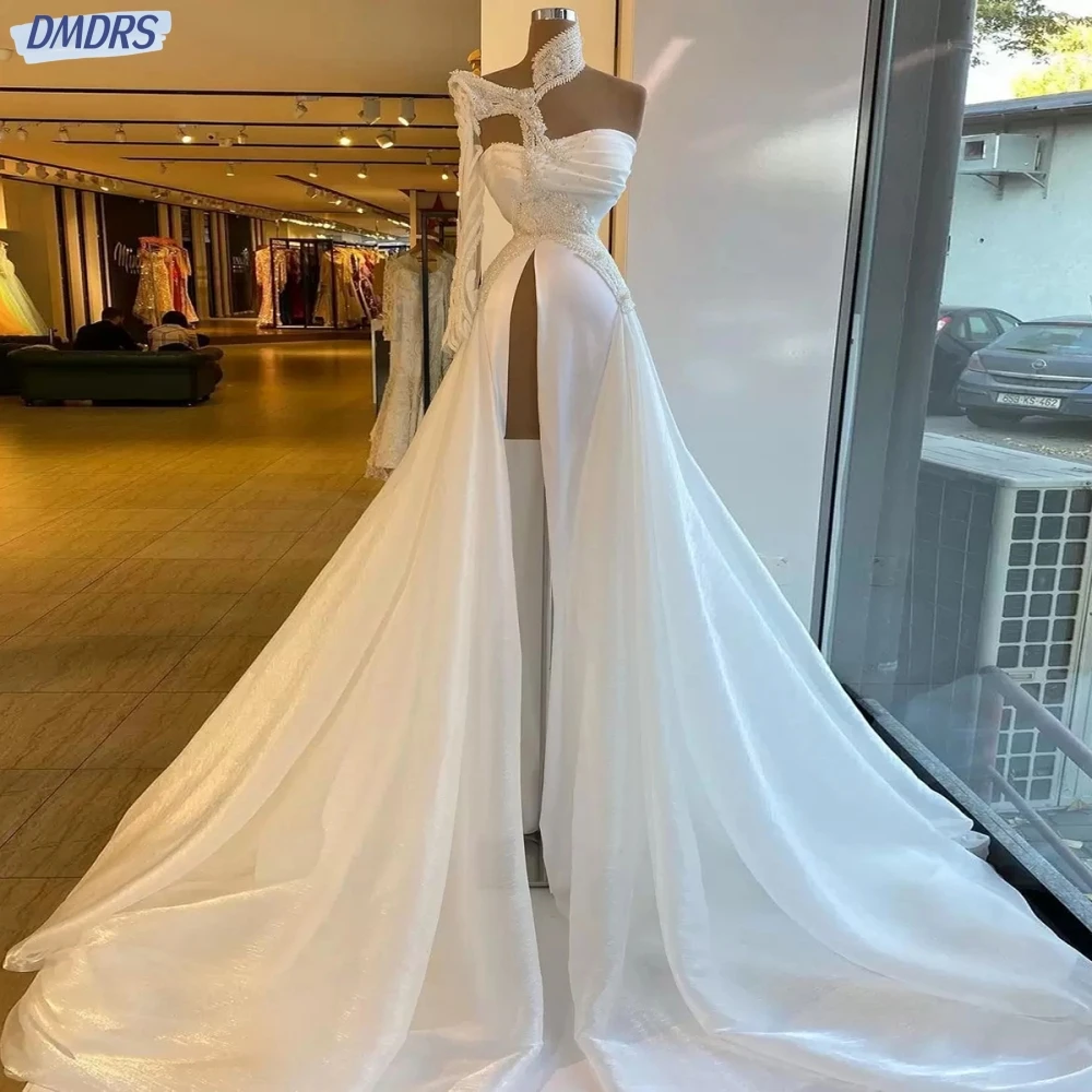 Elegant High Neck Wedding Dresses Sequins Pearls A-line Dress For Bride Graceful Floor-length Bride Gown Robe De Mariée
Elegant High Neck Wedding Dresses Sequins Pearls A-line Dress For Bride Graceful Floor-length Bride Gown Robe De Mariée