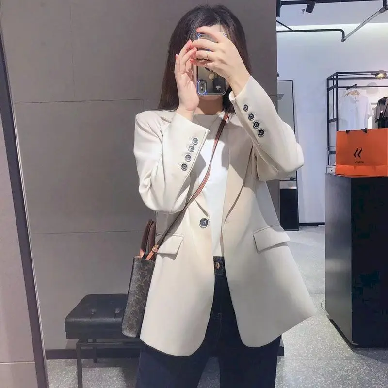 

UNXX Design Sense Single Buckle Suit Jacket Women's Spring Autumn New Korean Style Temperament Casual Silhouette Blazers Tops