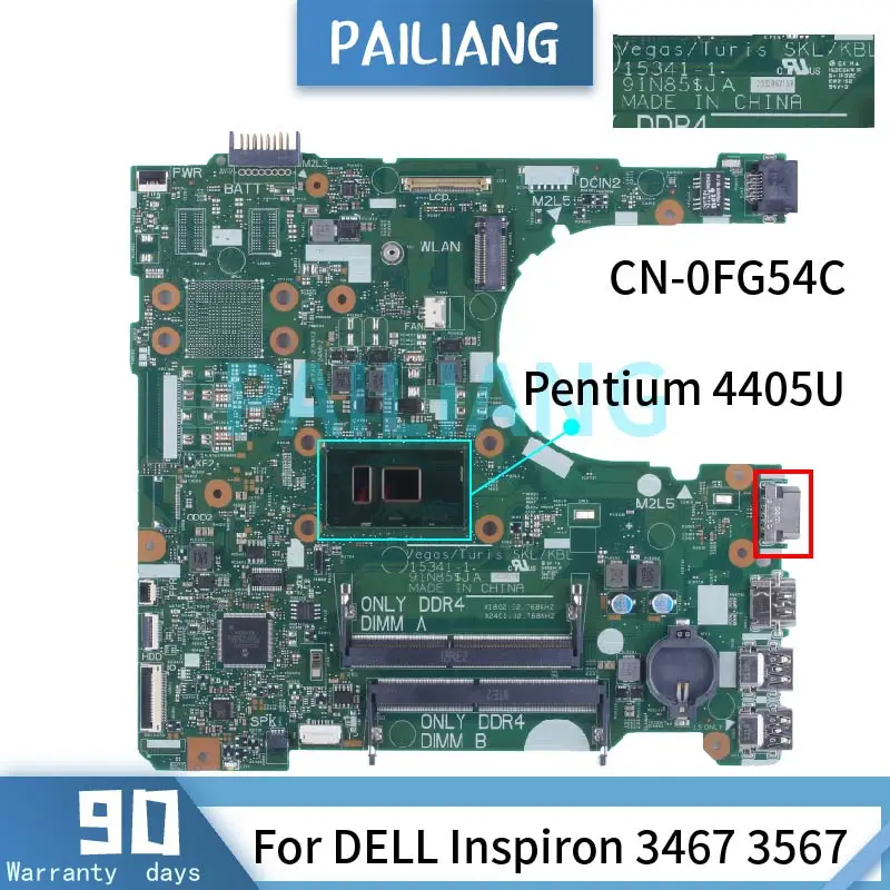 For DELL Inspiron 3467 3567 3468 3568 Pentium 4405U 2.10 GHz Laptop Motherboard CN-0FG54C 15341-1 SR2EX DDR4 Notebook Mainboard
For DELL Inspiron 3467 3567 3468 3568 Pentium 4405U 2.10 GHz Laptop Motherboard CN-0FG54C 15341-1 SR2EX DDR4 Notebook Mainboard