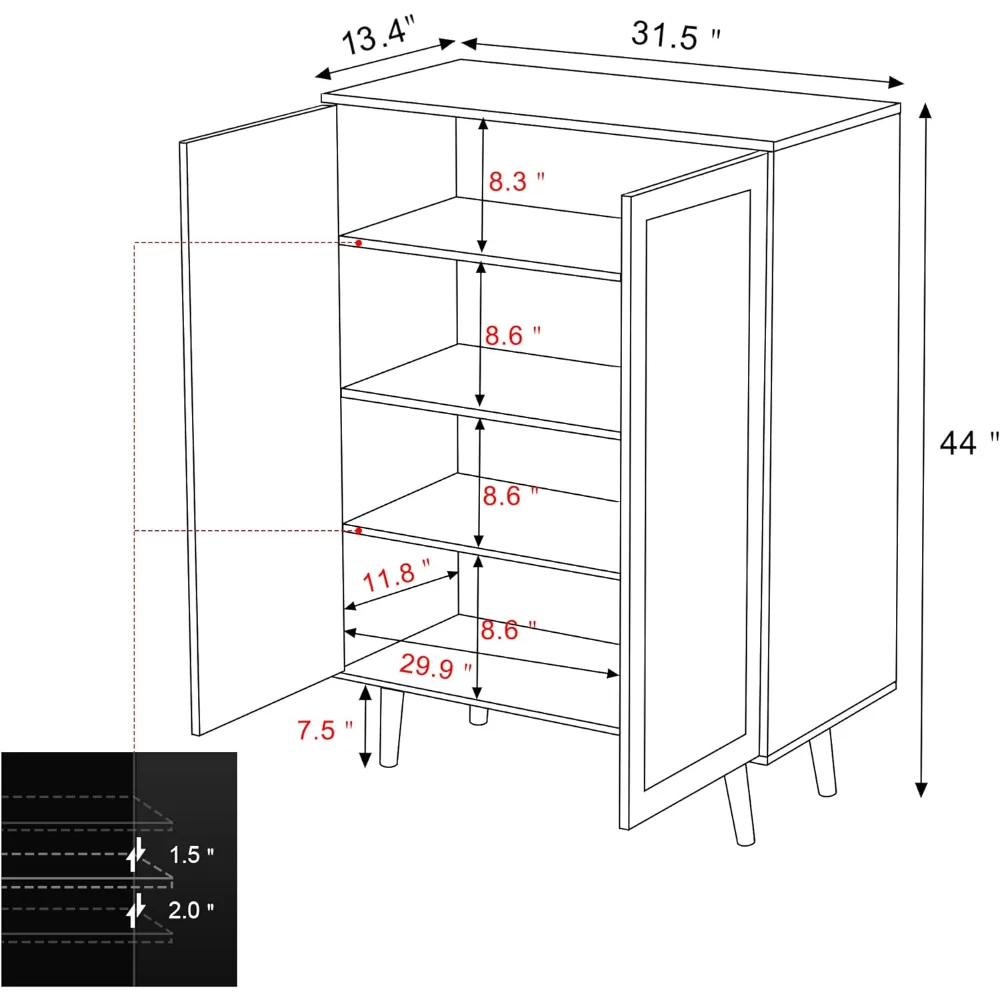 Anmytek 44" H Tall Sideboard Storage Cabinet with Crafted Rattan Front, Wood 2 Door Entry Accent Cabinet
Anmytek 44" H Tall Sideboard Storage Cabinet with Crafted Rattan Front, Wood 2 Door Entry Accent Cabinet