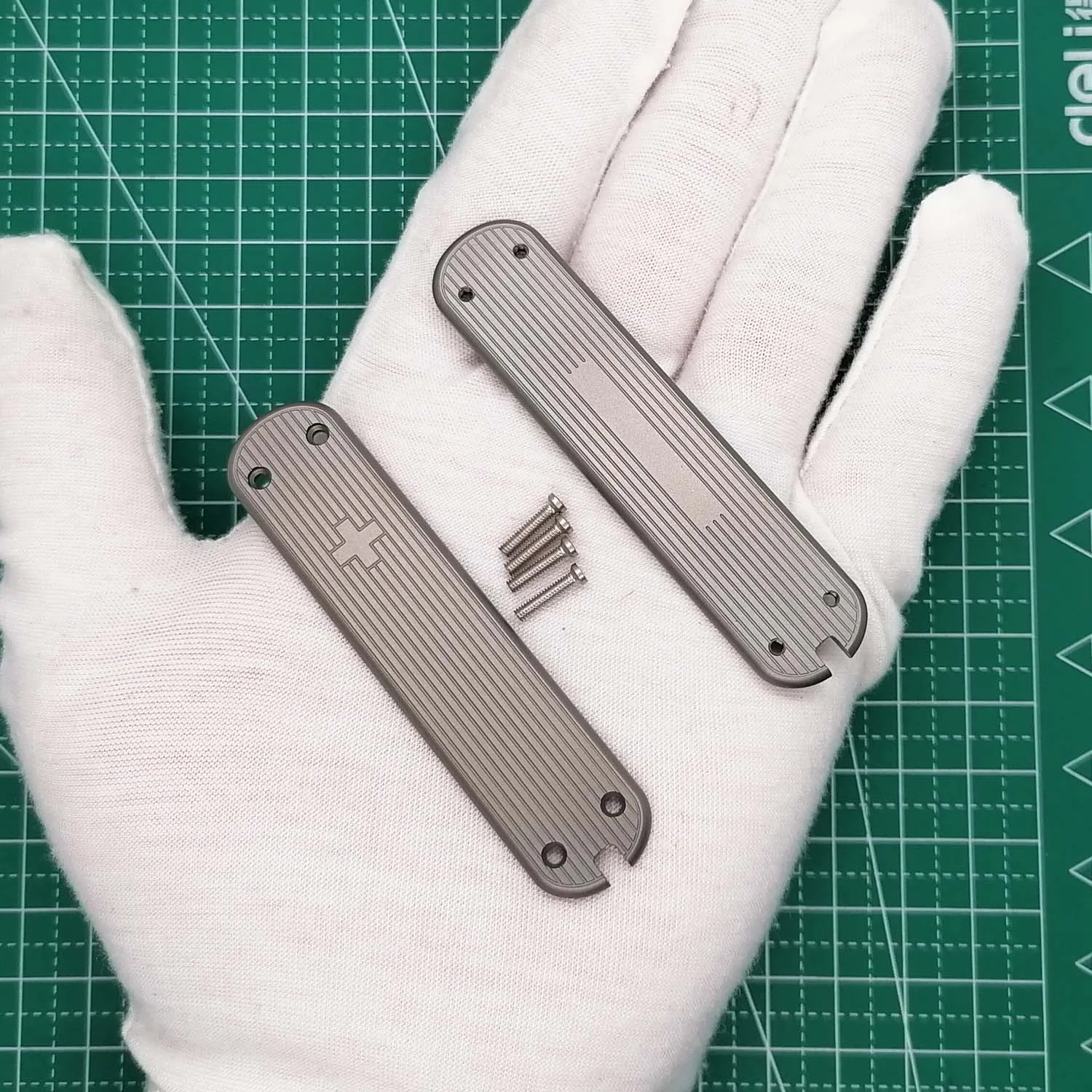 

1 Pair Hand Made Titanium Alloy Scales With Screws for 74mm Victorinox Swiss Army Executive Knife Modify 74 SAK Scale MOD