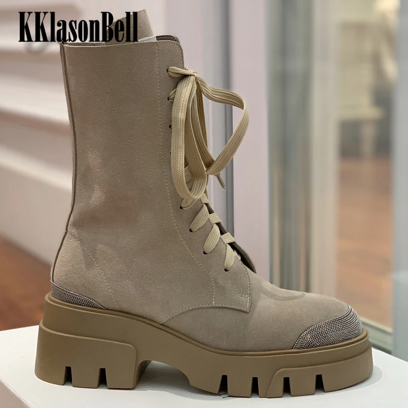 12.5 KKlasonBell Autumn Winter New Cow Suede High-Top Martin Boots Women Lace-Up Zipper Height Increasing Ankle Boots
12.5 KKlasonBell Autumn Winter New Cow Suede High-Top Martin Boots Women Lace-Up Zipper Height Increasing Ankle Boots