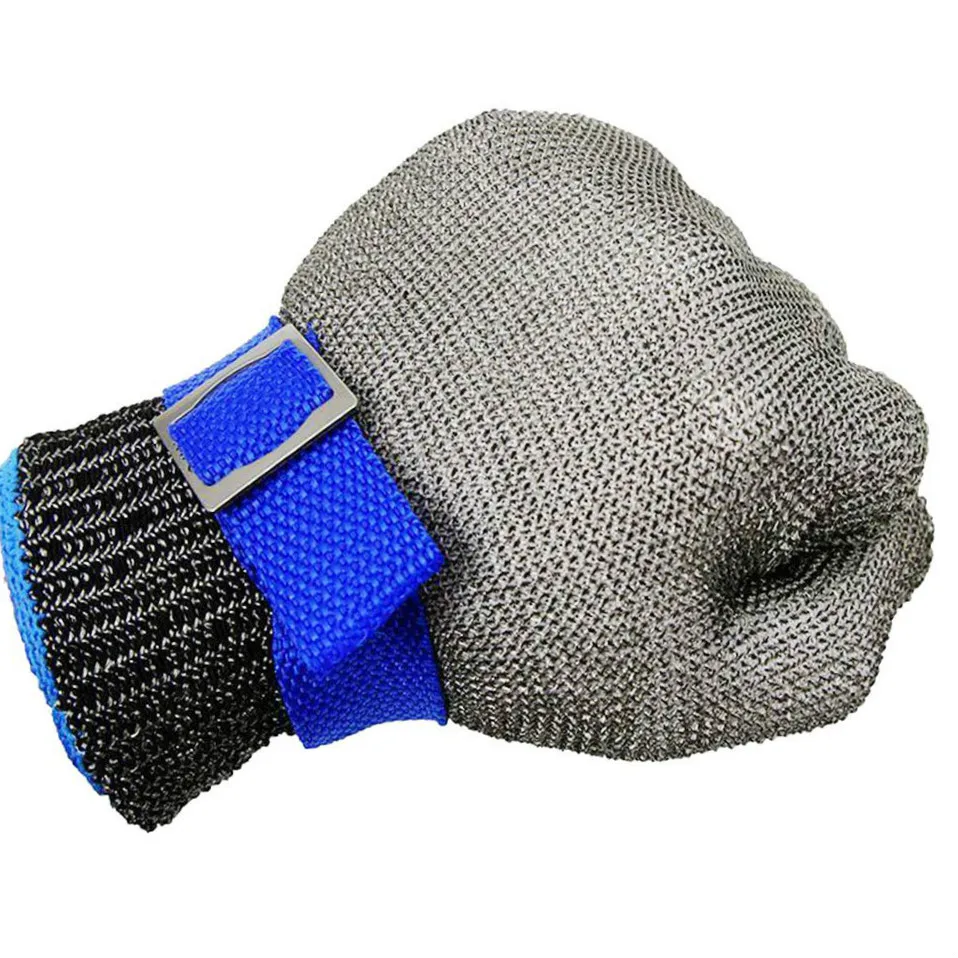 

Single Work Glove Safety Stainless Steel Slicing Gloves with Button Gardening Anti-scratch Kitchen Reusable Butcher