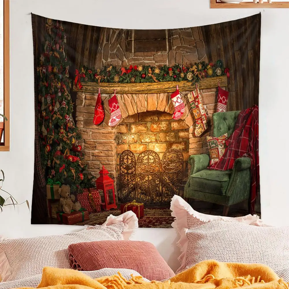 

Wall Hanging Tapestry Bohemian Christmas Tree Tapestry Festive Wall Hanging for Fireplace Living Room Bedroom Decor Holiday Gift