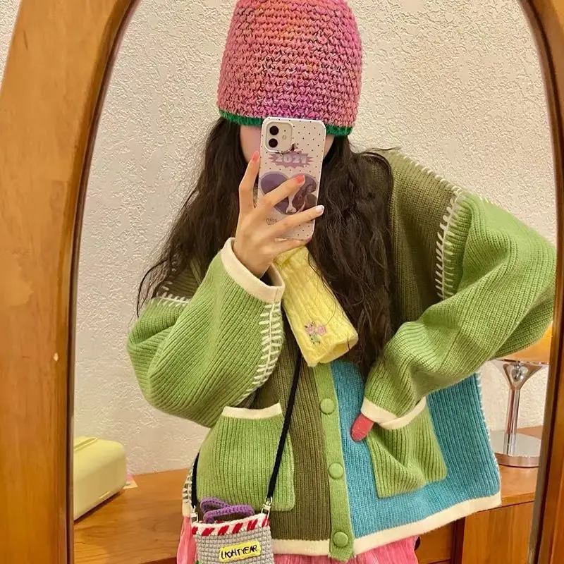 Color Collision Splicing Cardigan Women Loose Long Sleeve Japan Style Spring and Autumn New Arrival Versatile Sweater Female
Color Collision Splicing Cardigan Women Loose Long Sleeve Japan Style Spring and Autumn New Arrival Versatile Sweater Female