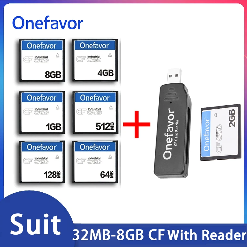 

Onefavor CF Memory Card with Card Reader 64MB 128MB 256MB 512MB 1GB 2GB 4GB 8GB High Speed CF For Industrial equipment