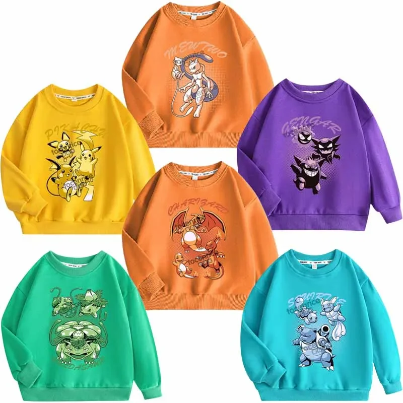 Pokemon Anime Pikachu Mewtwo Charizard Blastoise Bulbasaur Gengar Children Hoodies Pullover Boy Girl Autumn Winter Thick Sweater
Pokemon Anime Pikachu Mewtwo Charizard Blastoise Bulbasaur Gengar Children Hoodies Pullover Boy Girl Autumn Winter Thick Sweater