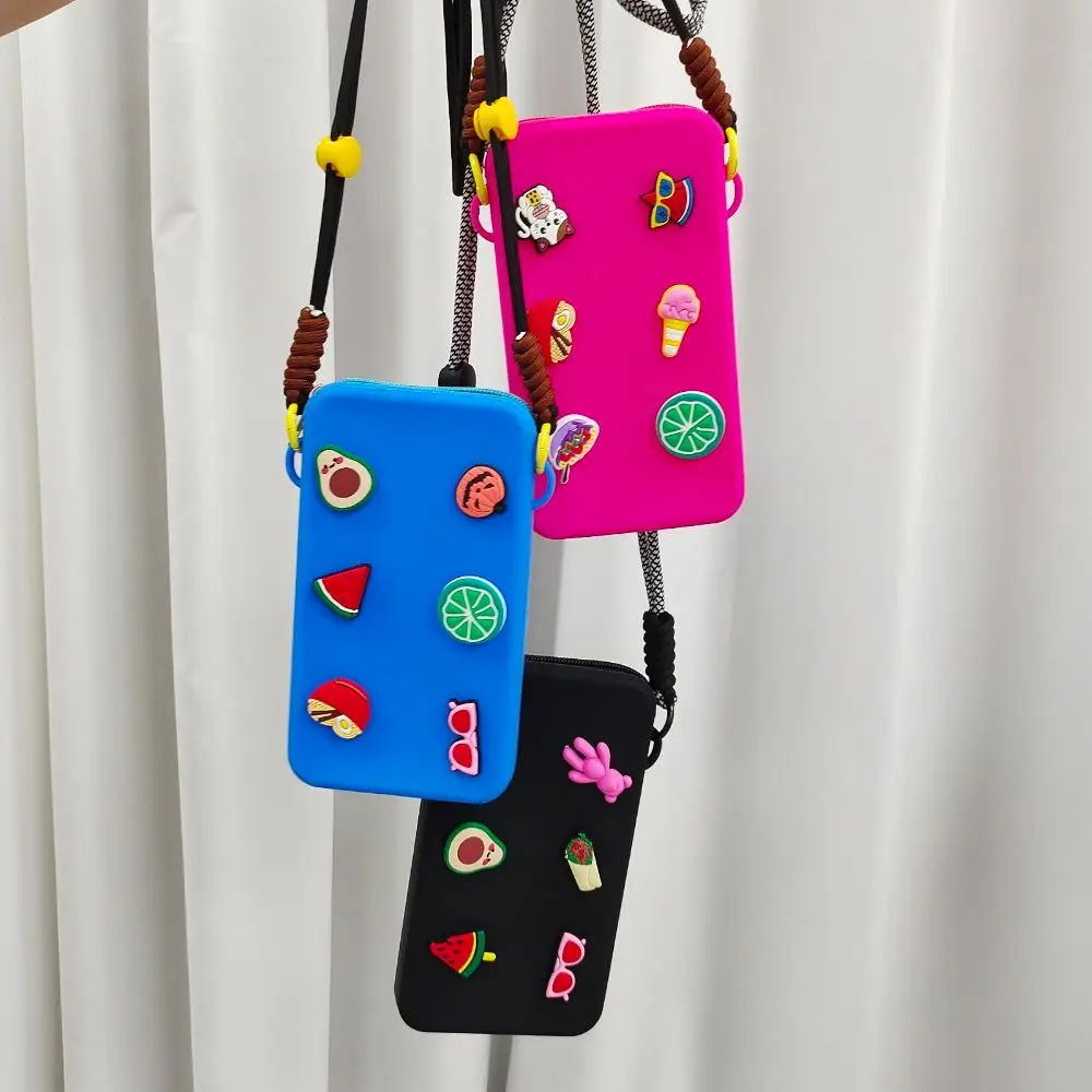 Cute Silicone Crossbody Bag Waterproof Zipper Travel Phone Bag Solid Color Large Capacity Coin Purse Cute Silicone Crossbody Bag Waterproof Zipper Travel Phone Bag Solid Color Large Capacity Coin Purse