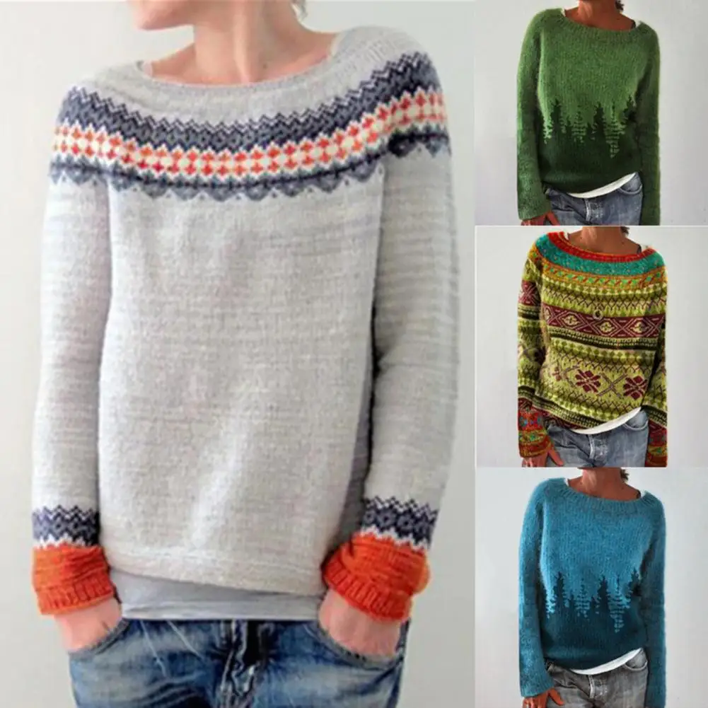 O-Neck Long Sleeves Pullover Sweater Lady Winter Retro Print Loose Warm Knitted Sweater Daily Clothing
O-Neck Long Sleeves Pullover Sweater Lady Winter Retro Print Loose Warm Knitted Sweater Daily Clothing