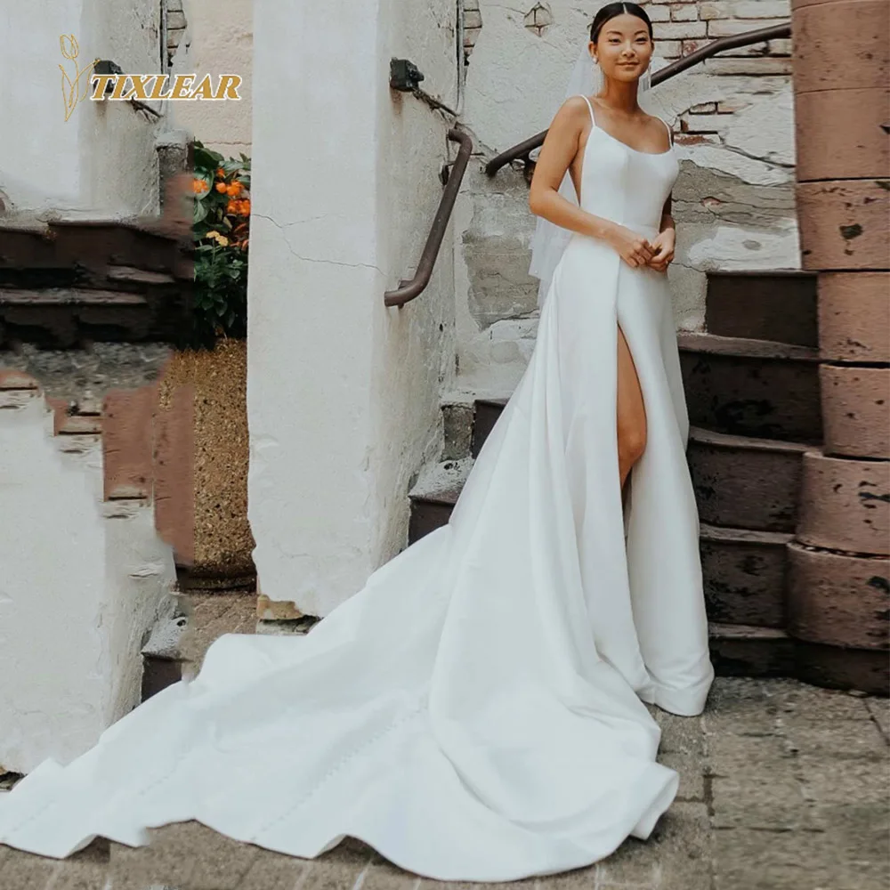 TIXLEAR Simple White Wedding Dresses For Women Sexy Split Side Bridal Gowns Spaghetti Strap A-Line Sweep Train Robe De Mariee
TIXLEAR Simple White Wedding Dresses For Women Sexy Split Side Bridal Gowns Spaghetti Strap A-Line Sweep Train Robe De Mariee